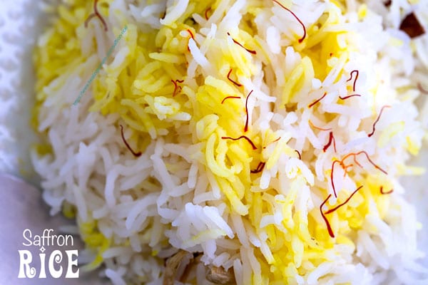 Closeup view of a saffron rice