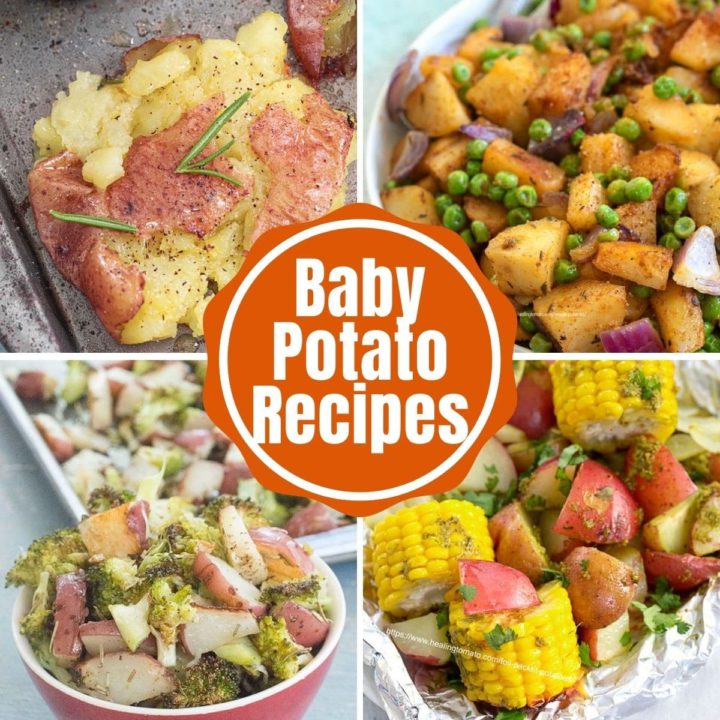 a collage of 4 baby potato recipes