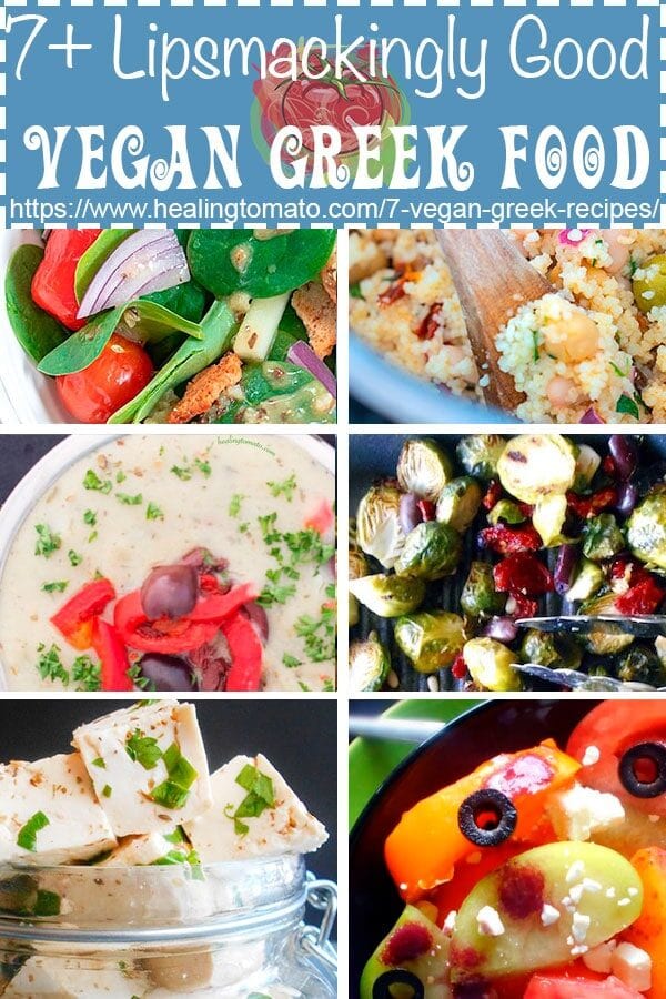 Collage made of different vegan greek recipes