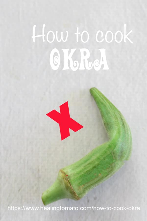 An okra bent but not cut into half