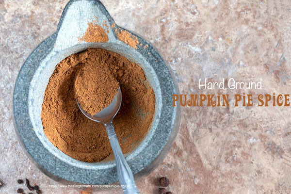 closeup view of ground pumpkin spice in a mortar and pestle