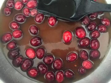 cranberries added to the pan