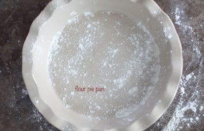 flour on a pie pan