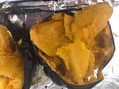 pulp scooped out of roasted acorn squash