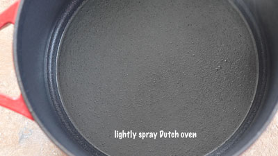 top view of dutch oven sprayed with oil