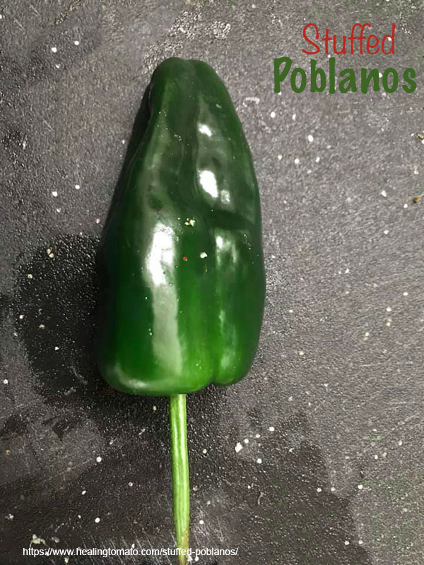 Closeup view of the perfect poblano for stuffing