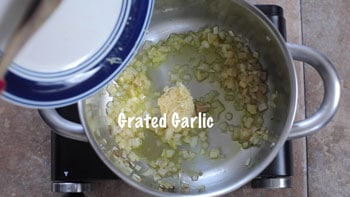 grated garlic added to pan