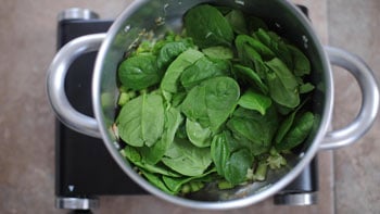 baby spinach added to pan