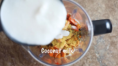 Coconut milk added to the blender