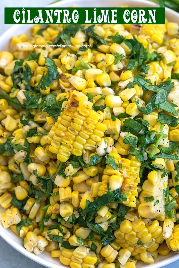 Top view of a bowl filled with grilled corn