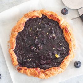 top view of a blueberry galette