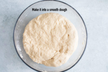 Top view of the kneaded dough