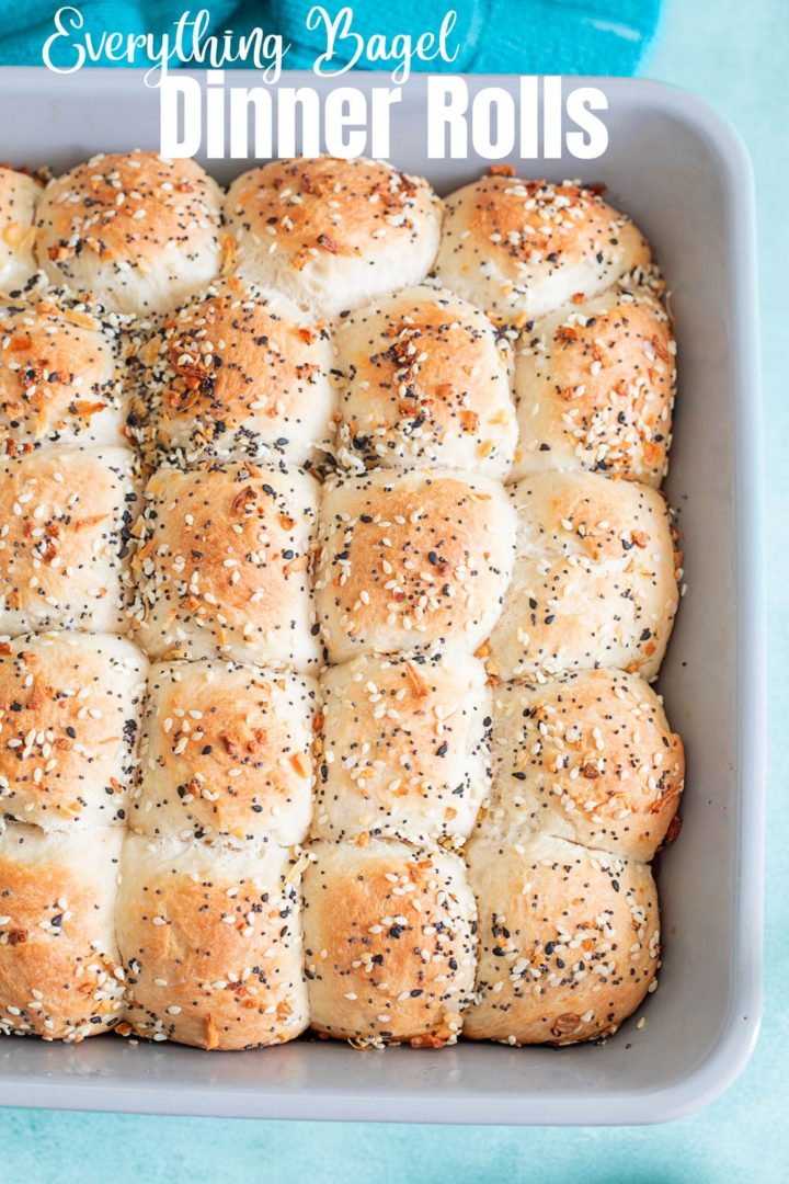Closeup view of the top of the dinner rolls in the baking dish