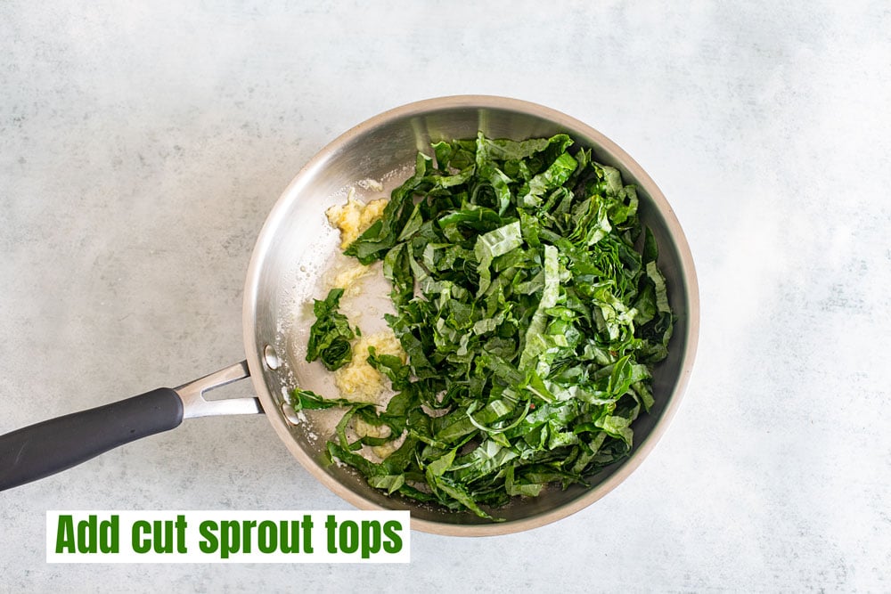 Top view of the ribbon shapped leaves put in the pan