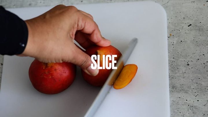 The author's hands showing the beets sliced