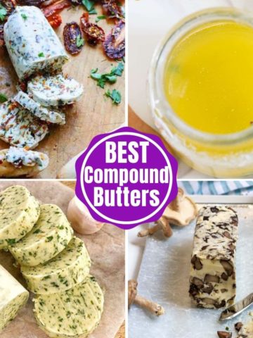 collage of 4 images with the title "Best Compound Butters" written in the middle