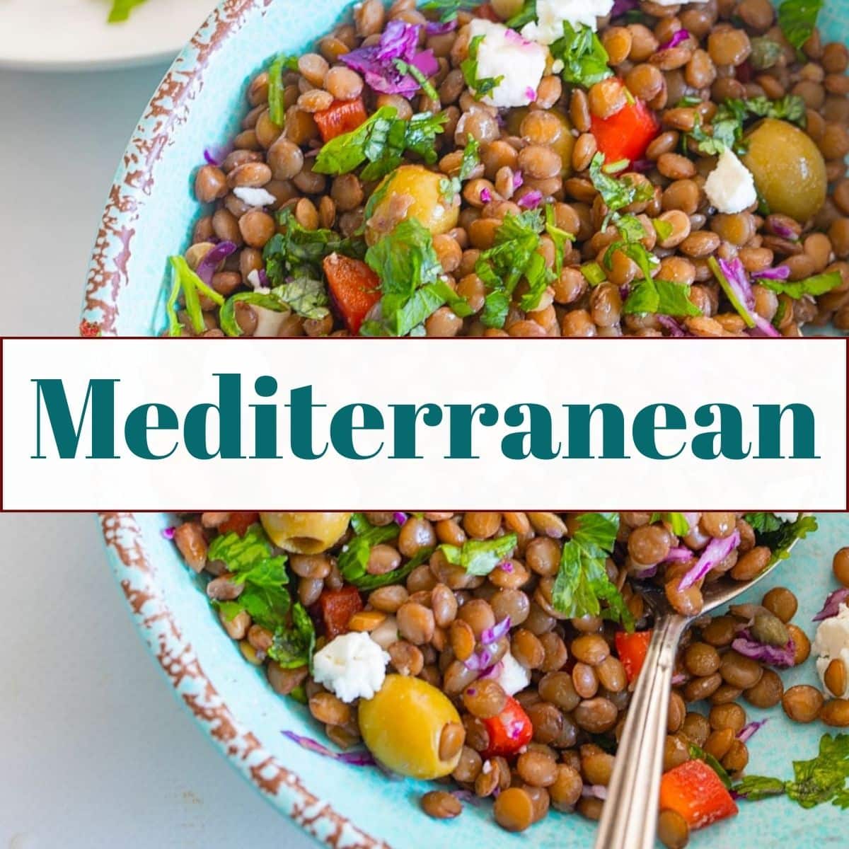 Mediterranean Lentil Salad as the backdrop and then, the title of the category is "Mediterranean"