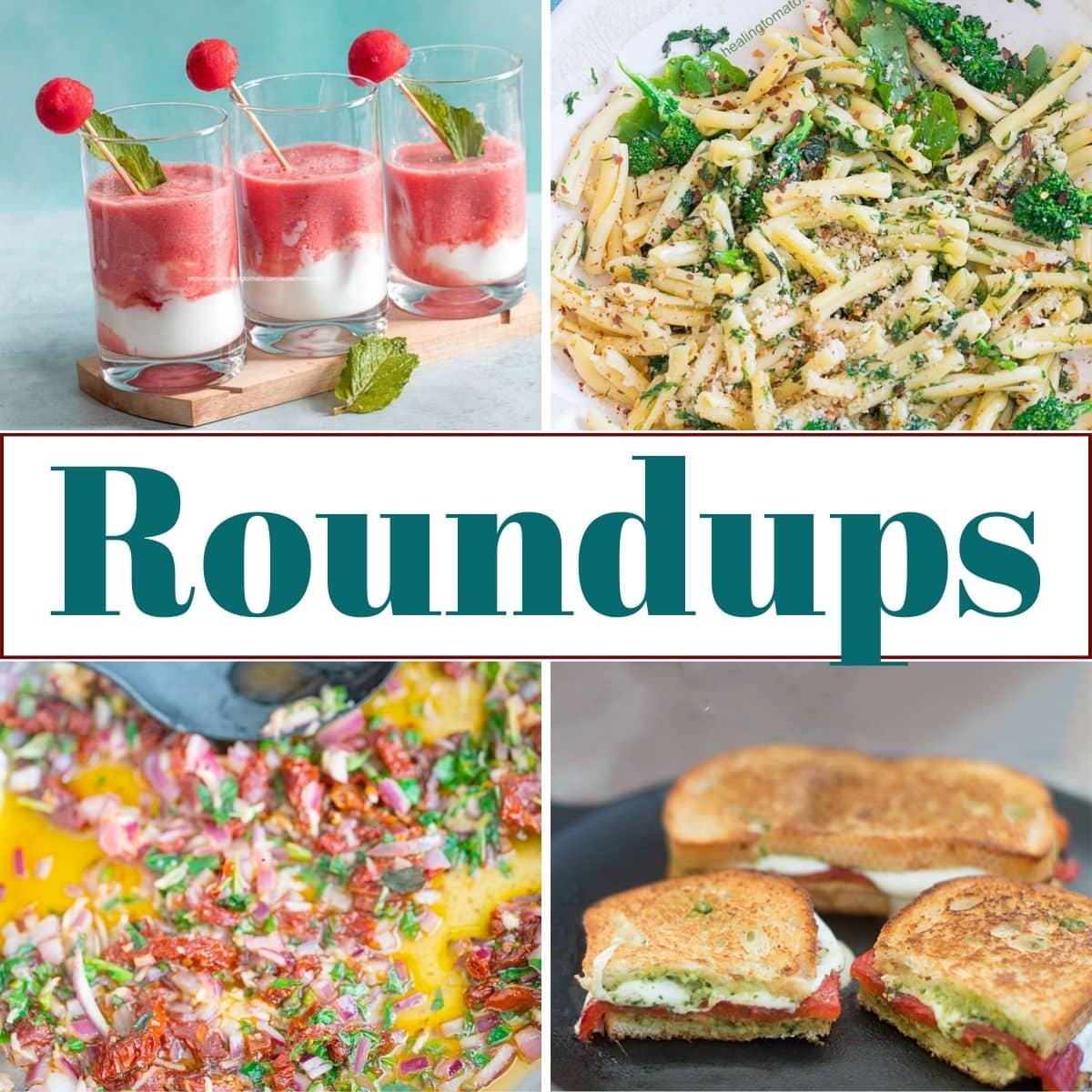 A collage of 4 images with the words "roundups" as the title