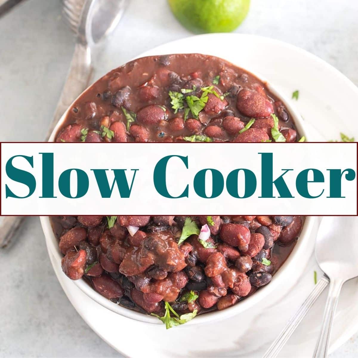 3 Bean Chili as the backdrop and then, the title of the category is "Slow Cooker"