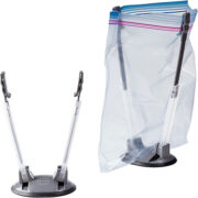 Ziploc bag being cradled between a 2-clamp holder.  Meal prep gift guide