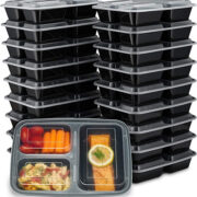 20 plastic meal prep containers with 3 compartments - meal prep gift guide