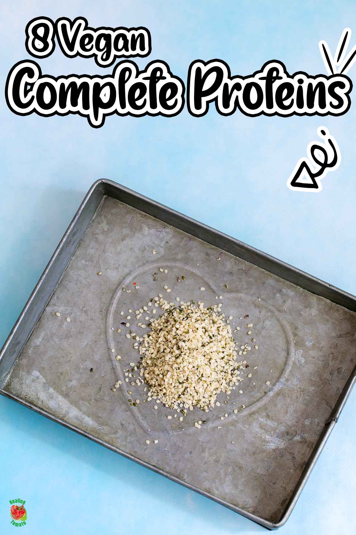 Top view of hemp hearts put in a grey tray